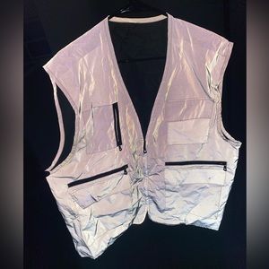 Oversized Y2K Reflective Vest Silver & Black